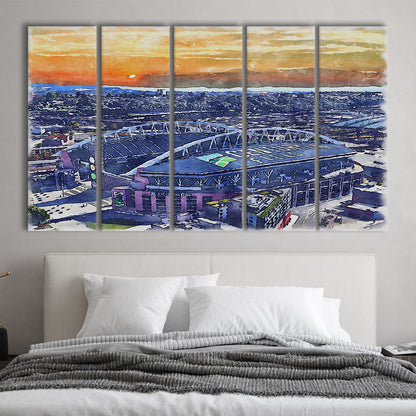 Seahawks Football Stadium, Lumen Field Watercolor, Sport Art, Extra Large Canvas Print Wall Art