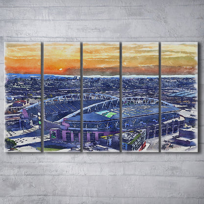 Seahawks Football Stadium, Lumen Field Watercolor, Sport Art, Extra Large Canvas Print Wall Art