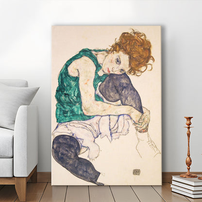 Seated Woman With Legs Drawn Up (1917) By Egon Schiele Print, Egon Schiele Exhibition Wall Art, Canvas Print, Canvas Decor