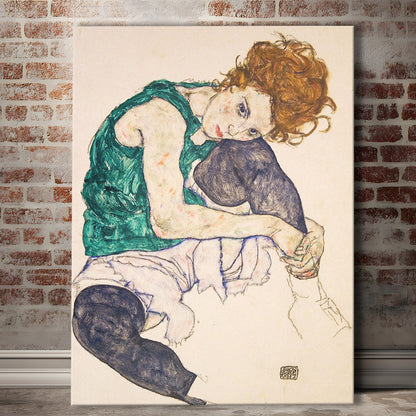 Seated Woman With Legs Drawn Up (1917) By Egon Schiele Print, Egon Schiele Exhibition Wall Art, Canvas Print, Canvas Decor