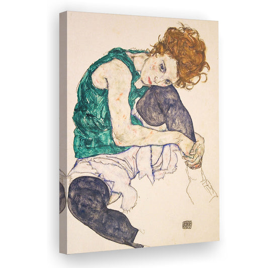 Seated Woman With Legs Drawn Up (1917) By Egon Schiele Print, Egon Schiele Exhibition Wall Art, Canvas Print, Canvas Decor