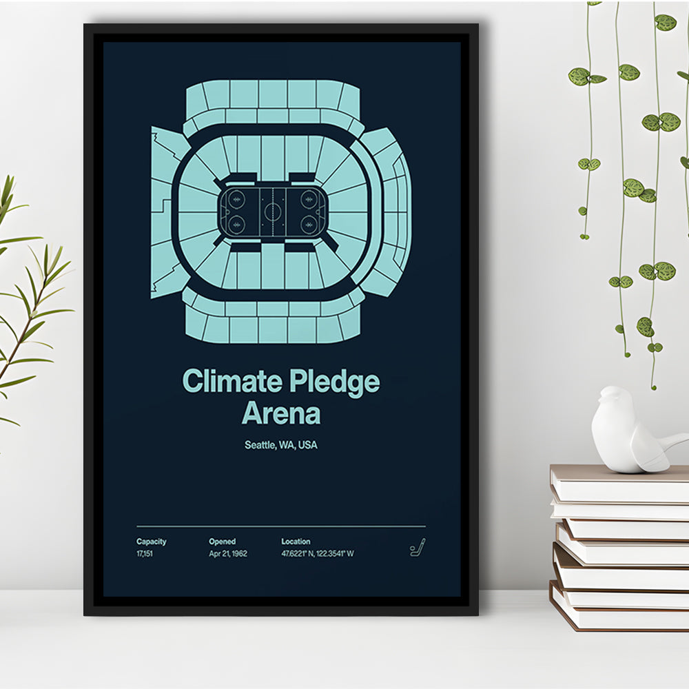 Seattle Kraken Stadium Print, Climate Pledge Arena Print, Man Cave Gift, Floating Framed Canvas Print Wall Art
