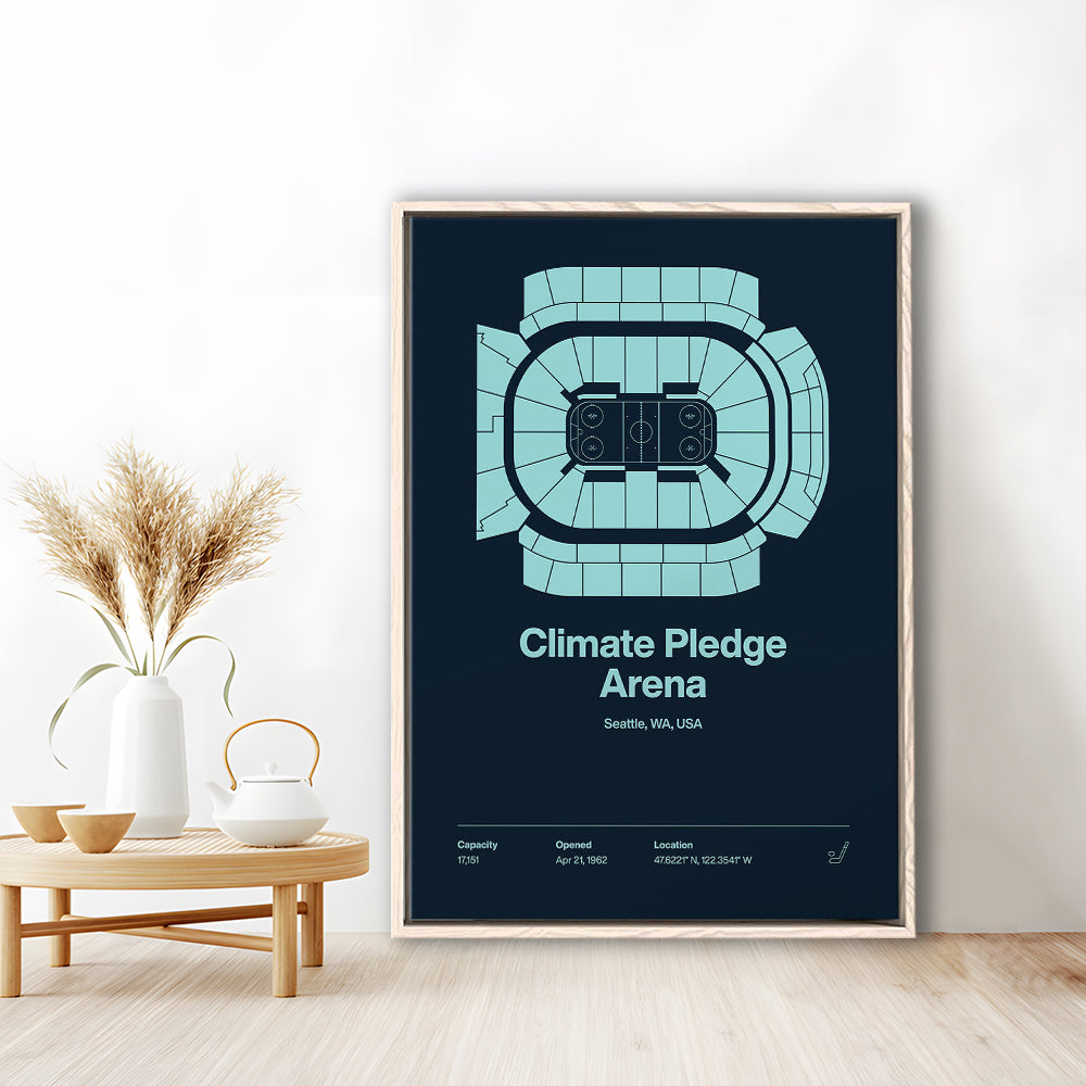 Seattle Kraken Stadium Print, Climate Pledge Arena Print, Man Cave Gift, Floating Framed Canvas Print Wall Art
