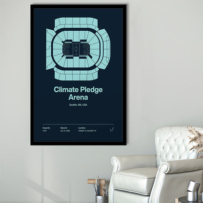 Seattle Kraken Stadium Print, Climate Pledge Arena Print, Gifts for him, Sport Art, Framed Art Print Wall Decor
