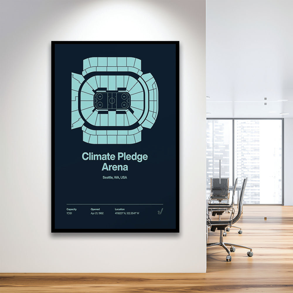 Seattle Kraken Stadium Print, Climate Pledge Arena Print, Gifts for him, Sport Art, Framed Art Print Wall Decor