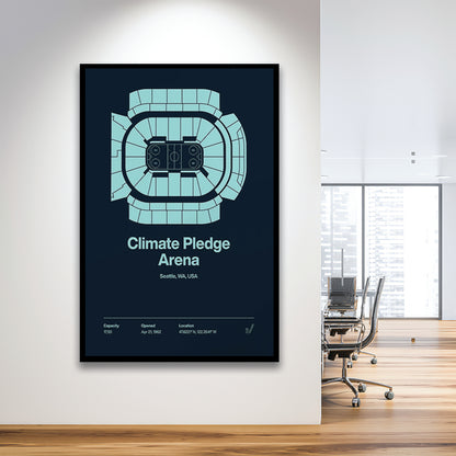 Seattle Kraken Stadium Print, Climate Pledge Arena Print, Gifts for him, Sport Art, Framed Art Print Wall Decor
