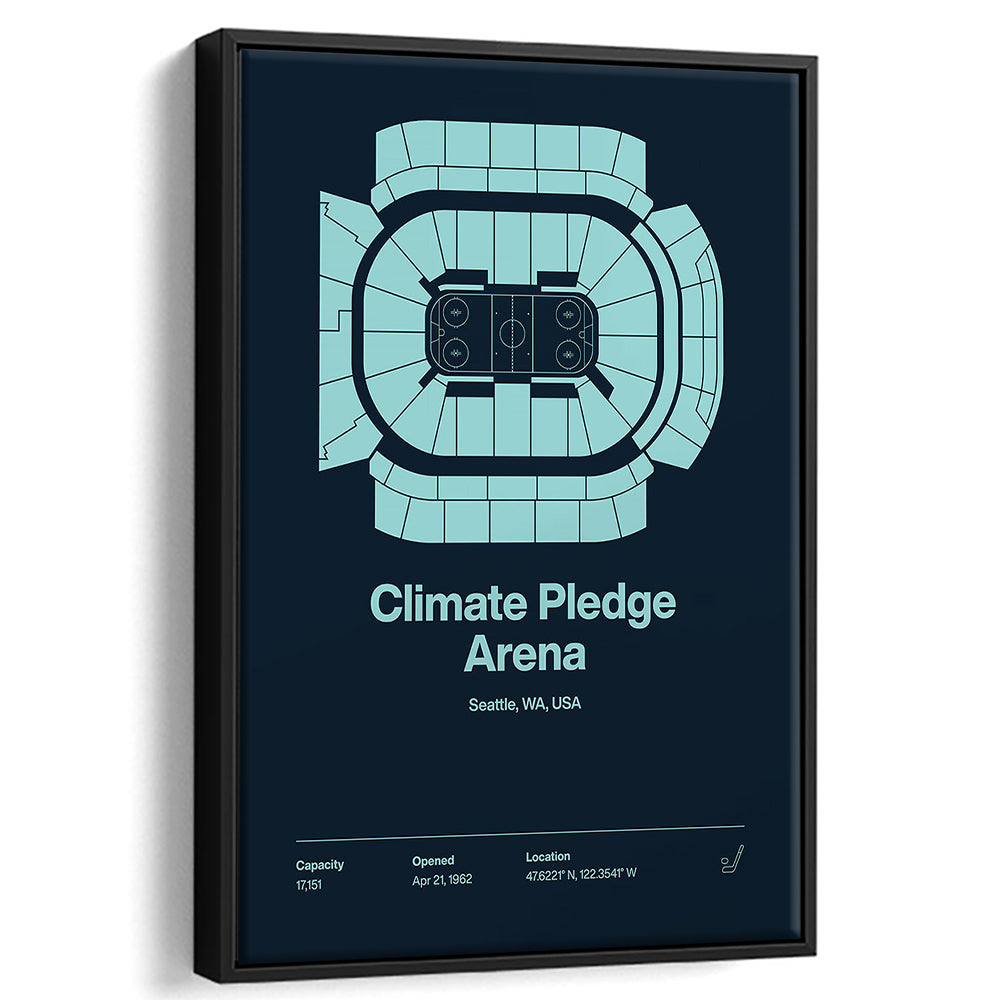 Seattle Kraken Stadium Print, Climate Pledge Arena Print, Man Cave Gift, Floating Framed Canvas Print Wall Art