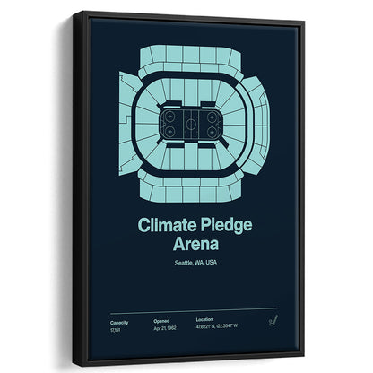 Seattle Kraken Stadium Print, Climate Pledge Arena Print, Man Cave Gift, Floating Framed Canvas Print Wall Art