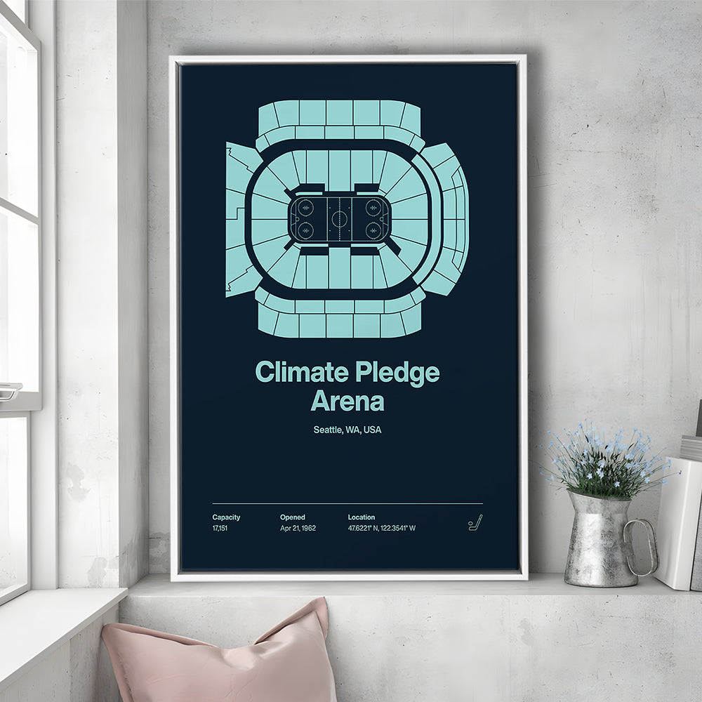Seattle Kraken Stadium Print, Climate Pledge Arena Print, Man Cave Gift, Floating Framed Canvas Print Wall Art