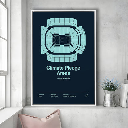 Seattle Kraken Stadium Print, Climate Pledge Arena Print, Man Cave Gift, Floating Framed Canvas Print Wall Art