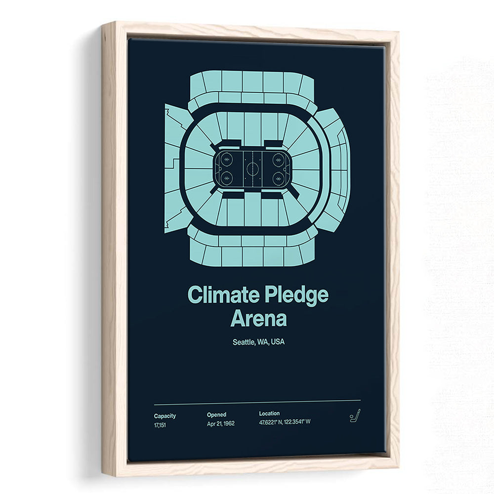 Seattle Kraken Stadium Print, Climate Pledge Arena Print, Man Cave Gift, Floating Framed Canvas Print Wall Art