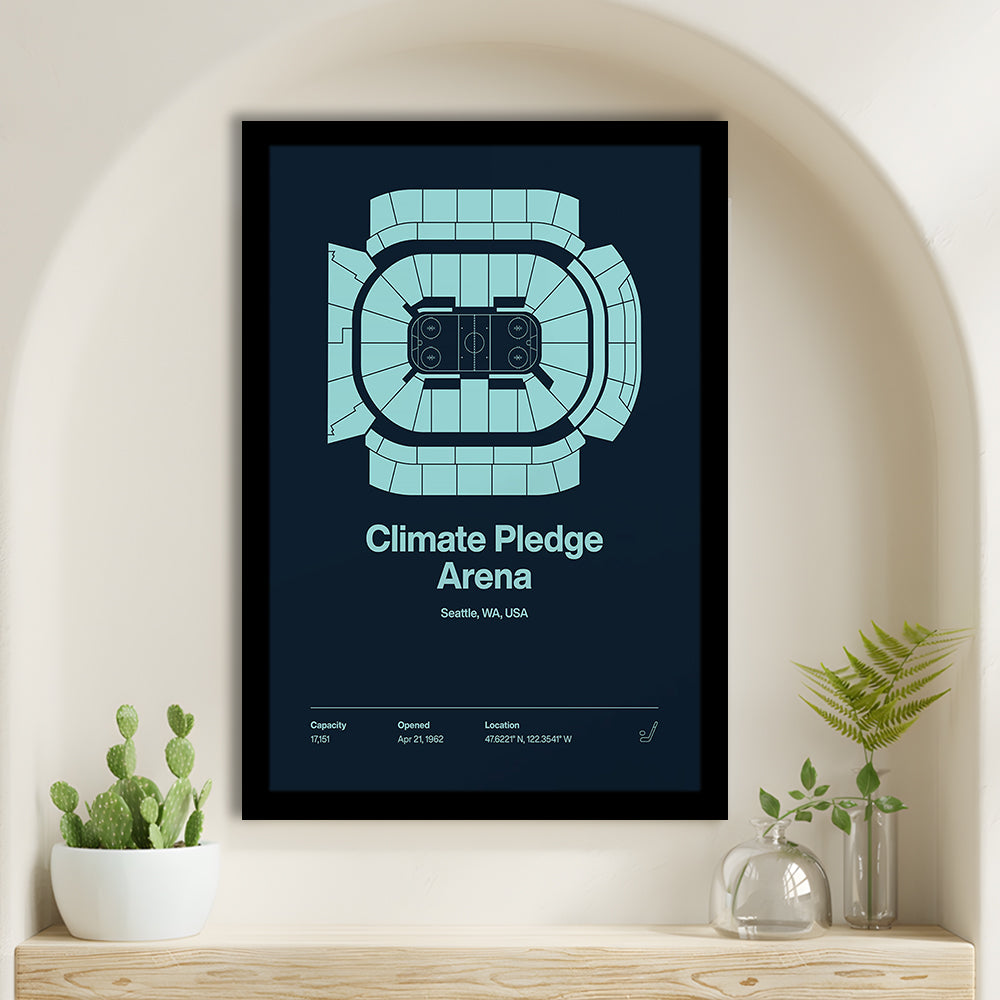 Seattle Kraken Stadium Print, Climate Pledge Arena Print, Gifts for him, Sport Art, Framed Art Print Wall Decor