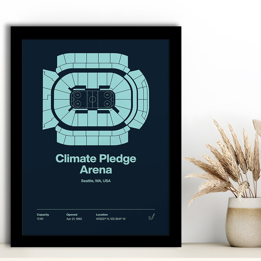 Seattle Kraken Stadium Print, Climate Pledge Arena Print, Gifts for him, Sport Art, Framed Art Print Wall Decor