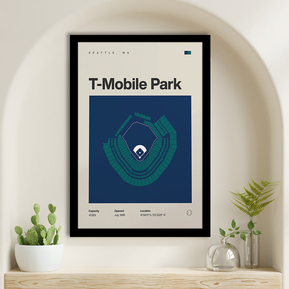 Seattle Mariners Stadium Print, T-Mobile Park Stadium Print, Gifts for him, Sport Art, Framed Art Print Wall Decor