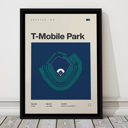 Seattle Mariners Stadium Print, T-Mobile Park Stadium Print, Man Cave Gift, Floating Framed Canvas Print Wall Art