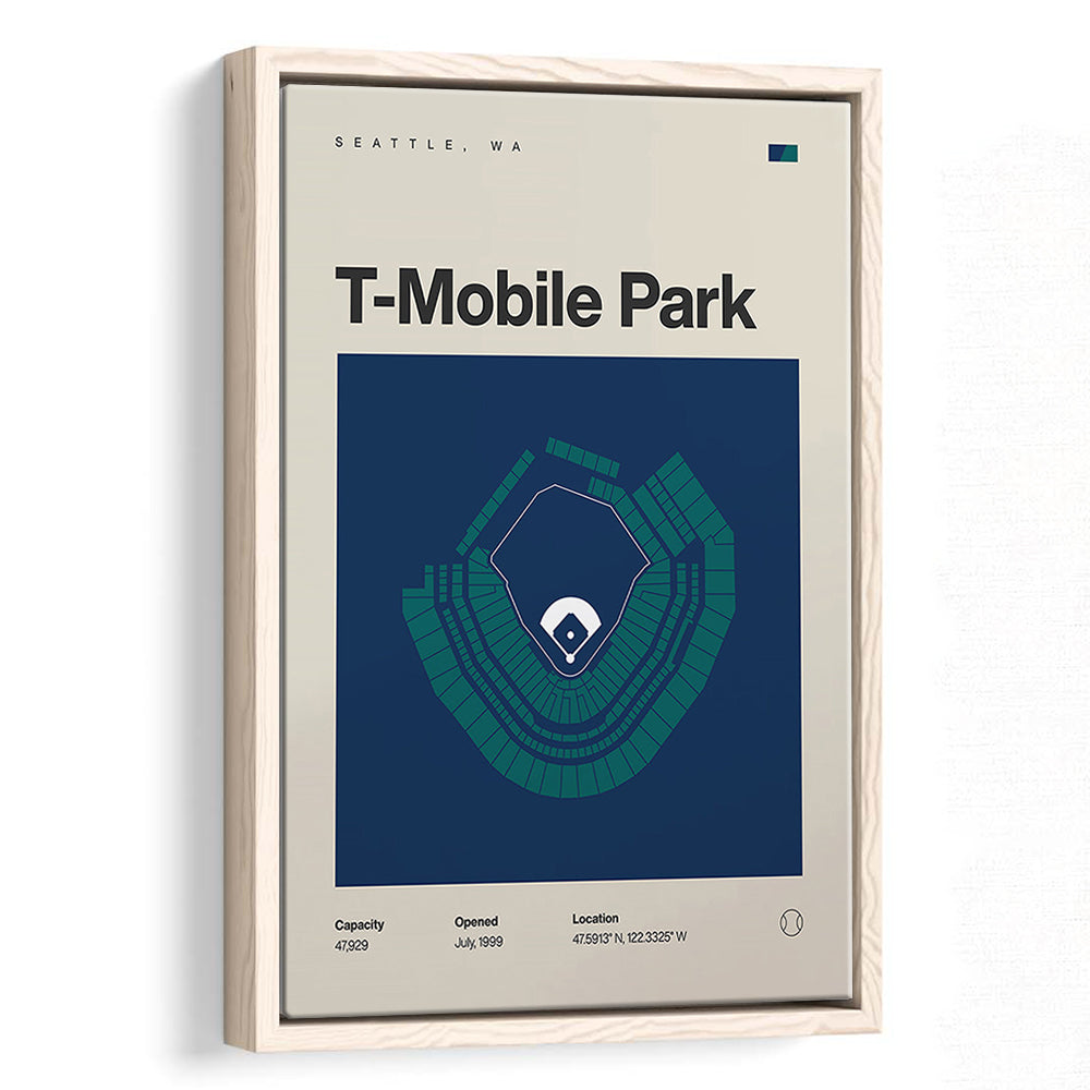Seattle Mariners Stadium Print, T-Mobile Park Stadium Print, Man Cave Gift, Floating Framed Canvas Print Wall Art
