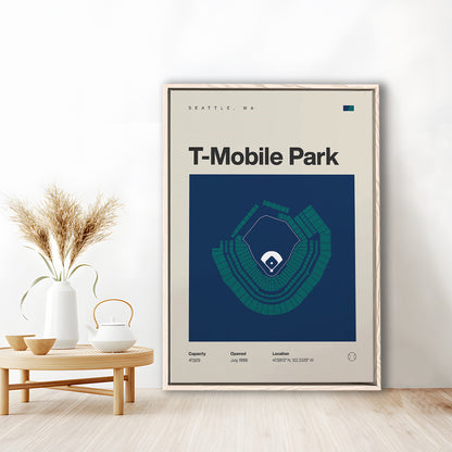 Seattle Mariners Stadium Print, T-Mobile Park Stadium Print, Man Cave Gift, Floating Framed Canvas Print Wall Art
