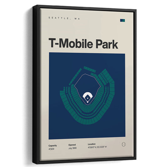 Seattle Mariners Stadium Print, T-Mobile Park Stadium Print, Man Cave Gift, Floating Framed Canvas Print Wall Art