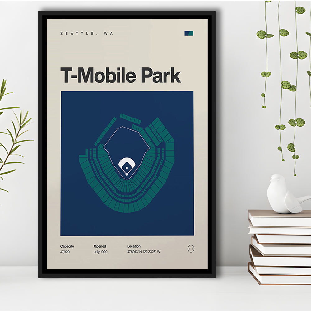 Seattle Mariners Stadium Print, T-Mobile Park Stadium Print, Man Cave Gift, Floating Framed Canvas Print Wall Art