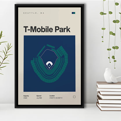 Seattle Mariners Stadium Print, T-Mobile Park Stadium Print, Man Cave Gift, Floating Framed Canvas Print Wall Art