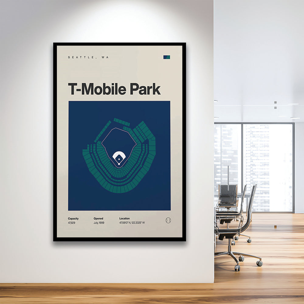 Seattle Mariners Stadium Print, T-Mobile Park Stadium Print, Gifts for him, Sport Art, Framed Art Print Wall Decor