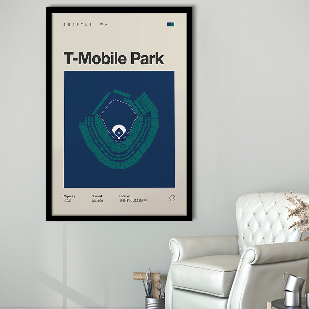 Seattle Mariners Stadium Print, T-Mobile Park Stadium Print, Gifts for him, Sport Art, Framed Art Print Wall Decor