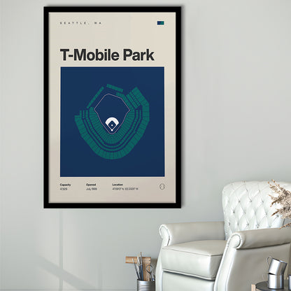 Seattle Mariners Stadium Print, T-Mobile Park Stadium Print, Gifts for him, Sport Art, Framed Art Print Wall Decor