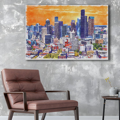 Seattle Watercolor Painting Canvas, Seattle Washington Painting, Sport Art, Gifts for him, Canvas Print Wall Art