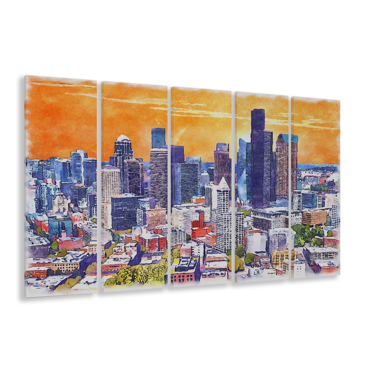 Seattle Watercolor Painting Canvas, Seattle Washington Painting, Sport Art, Extra Large Canvas Print Wall Art
