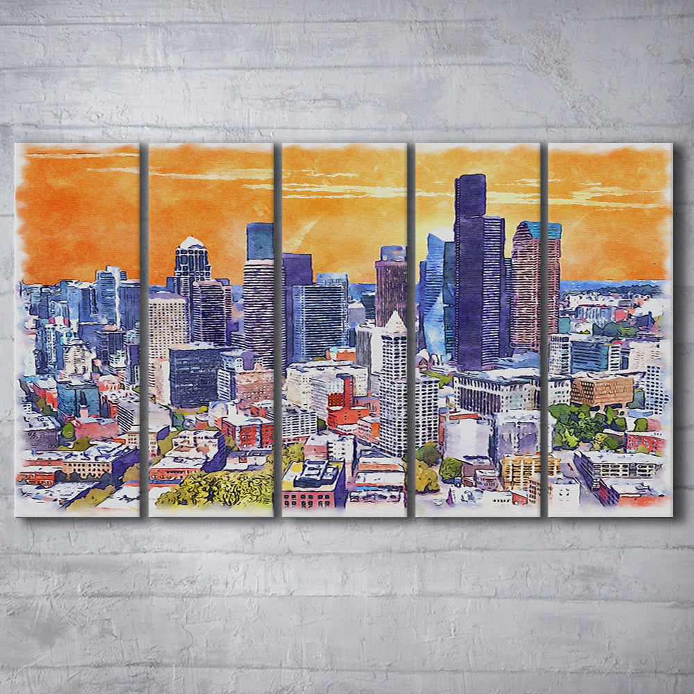 Seattle Watercolor Painting Canvas, Seattle Washington Painting, Sport Art, Extra Large Canvas Print Wall Art