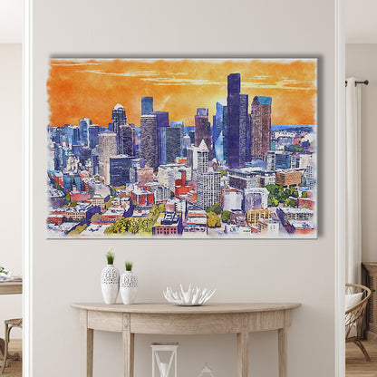 Seattle Watercolor Painting Canvas, Seattle Washington Painting, Sport Art, Gifts for him, Canvas Print Wall Art