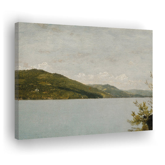 Serene Vintage Lake Oil Painting Download Neutral Canvas Print Wall Art, for Rustic Decor Above Bed Art