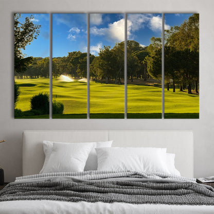 Serene Golf Course Under A Beautiful Sky, Golf Art Print, Extra Large Canvas Print Wall Art