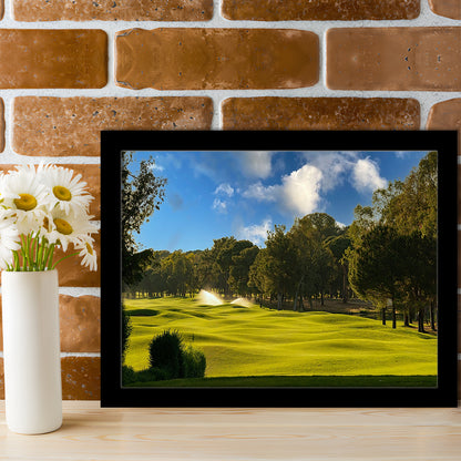 Serene Golf Course Under A Beautiful Sky, Framed Art Print Wall Decor, Picture Framed