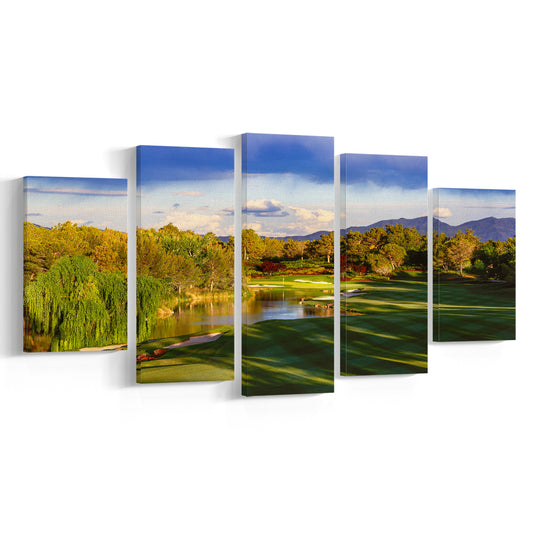 Shadow Creek Golf Club, Hole 04, North Las Vegas, Nevada, Golf Art Print, 5 Pieces Mixed Canvas Print Wall Art