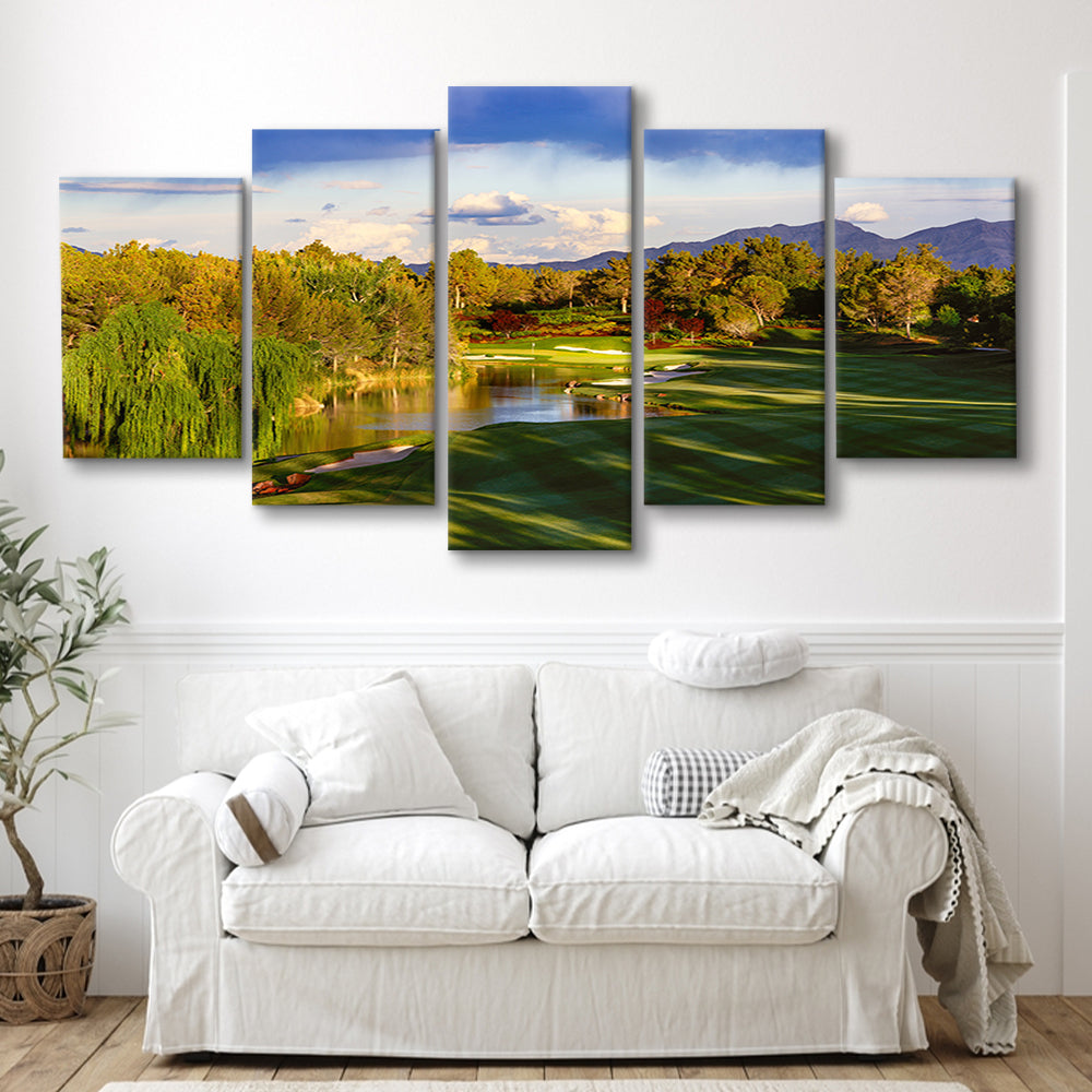 Shadow Creek Golf Club, Hole 04, North Las Vegas, Nevada, Golf Art Print, 5 Pieces Mixed Canvas Print Wall Art