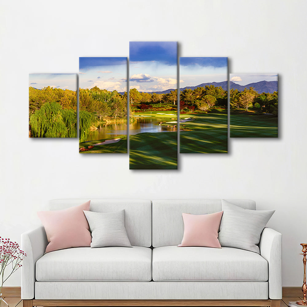 Shadow Creek Golf Club, Hole 04, North Las Vegas, Nevada, Golf Art Print, 5 Pieces Mixed Canvas Print Wall Art