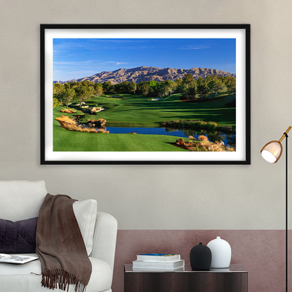 Shadow Creek Golf Club Hole 09, North Las Vegas, Nevada, Goft Art Print, Framed Art Print White Border Wall Decor