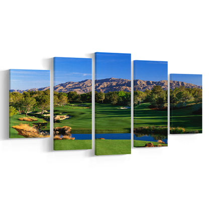 Shadow Creek Golf Club Hole 09, North Las Vegas, Nevada, Golf Art Print, 5 Pieces Mixed Canvas Print Wall Art