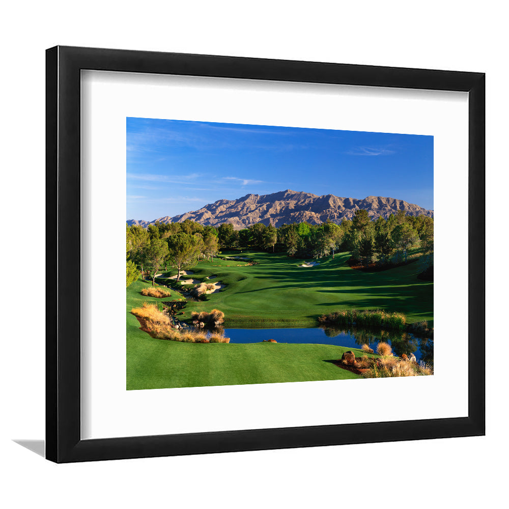 Shadow Creek Golf Club Hole 09, North Las Vegas, Nevada, Goft Art Print, Framed Art Print White Border Wall Decor