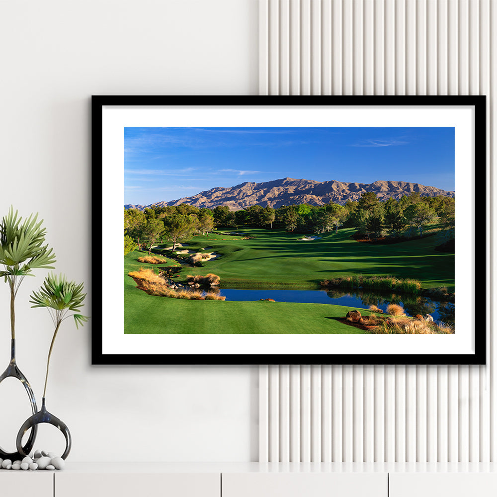 Shadow Creek Golf Club Hole 09, North Las Vegas, Nevada, Goft Art Print, Framed Art Print White Border Wall Decor