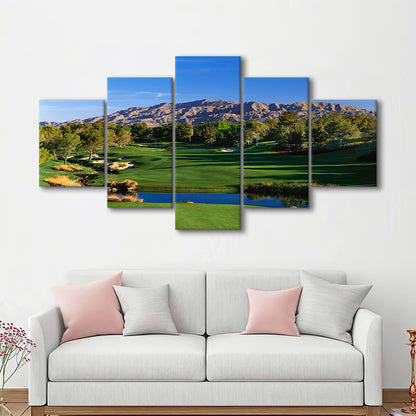 Shadow Creek Golf Club Hole 09, North Las Vegas, Nevada, Golf Art Print, 5 Pieces Mixed Canvas Print Wall Art