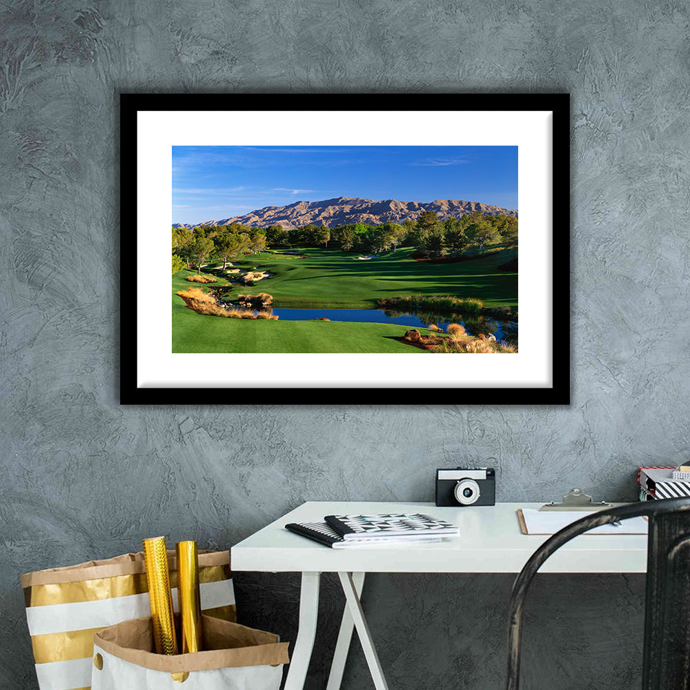 Shadow Creek Golf Club Hole 09, North Las Vegas, Nevada, Goft Art Print, Framed Art Print White Border Wall Decor