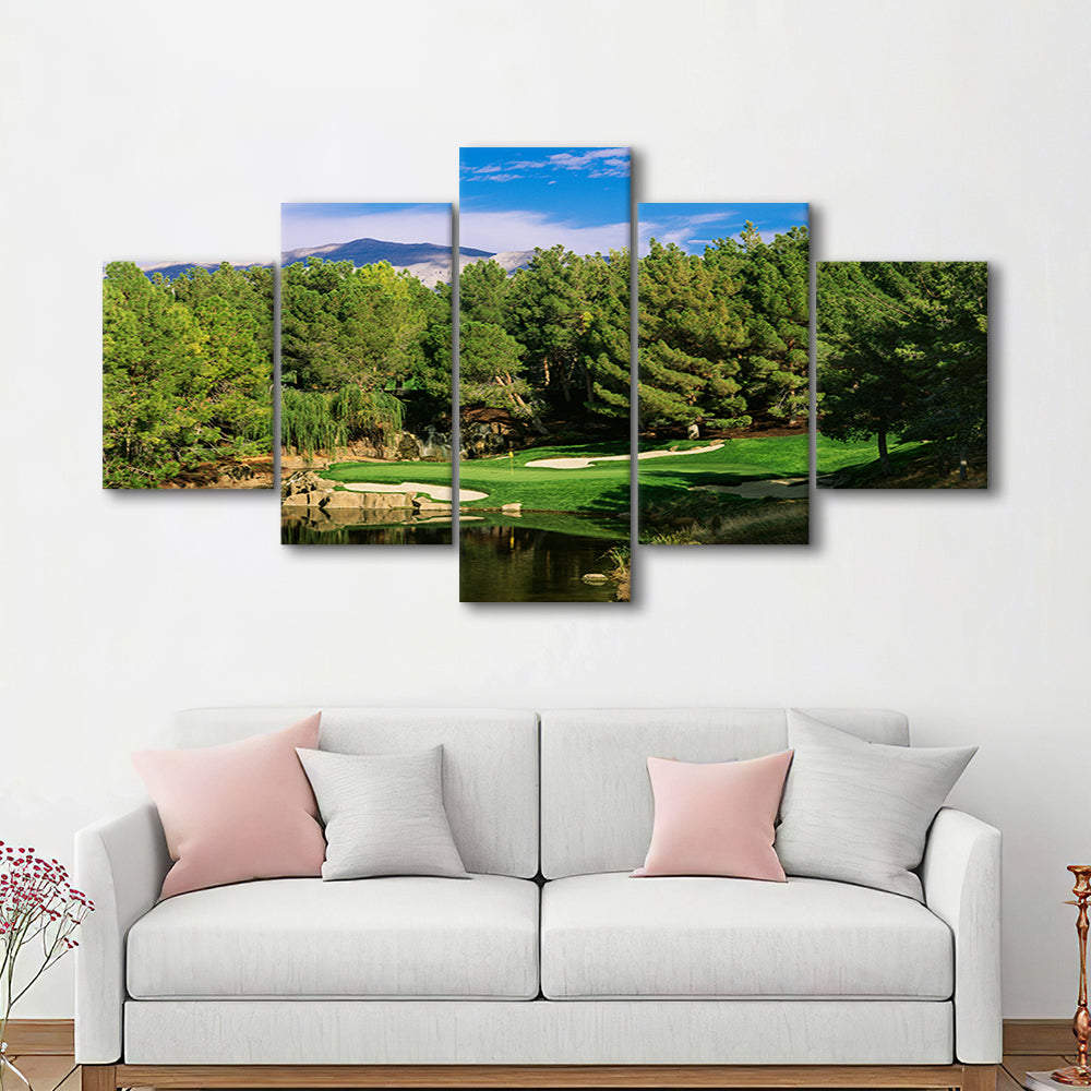 Shadow Creek Golf Club, Hole 17, North Las Vegas, Nevada, Golf Art Print, 5 Pieces Mixed Canvas Print Wall Art
