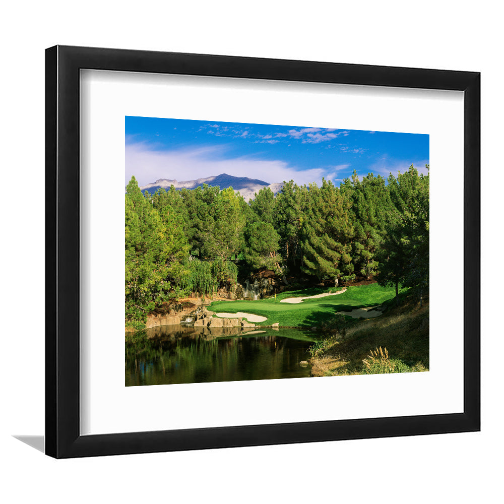Shadow Creek Golf Club, Hole 17, North Las Vegas, Nevada, Goft Art Print, Framed Art Print White Border Wall Decor