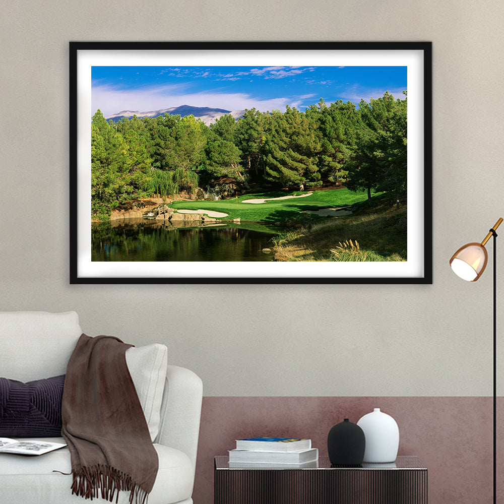 Shadow Creek Golf Club, Hole 17, North Las Vegas, Nevada, Goft Art Print, Framed Art Print White Border Wall Decor