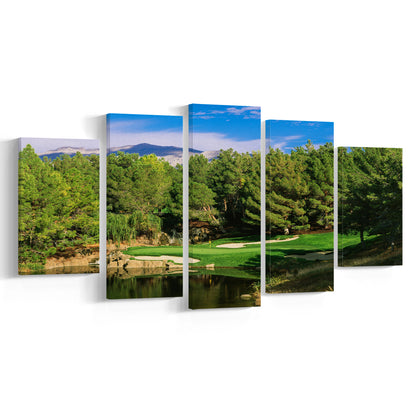Shadow Creek Golf Club, Hole 17, North Las Vegas, Nevada, Golf Art Print, 5 Pieces Mixed Canvas Print Wall Art