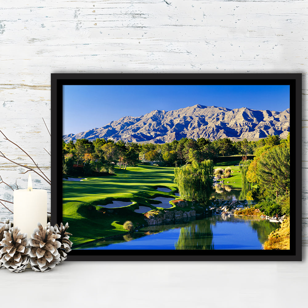 Shadow Creek Golf Club Hole 18, North Las Vegas, Nevada, Floating Framed Canvas Print Wall Art