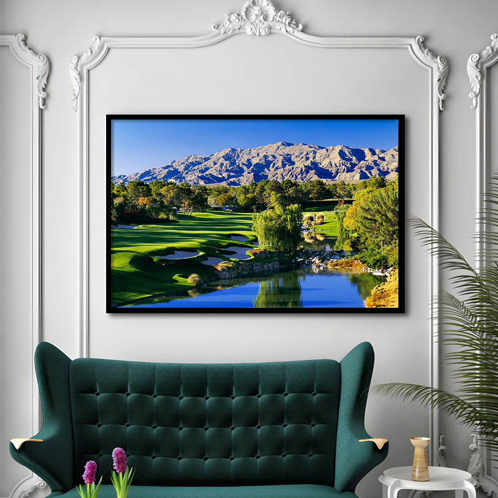 Shadow Creek Golf Club Hole 18, North Las Vegas, Nevada, Framed Art Print Wall Decor, Picture Framed