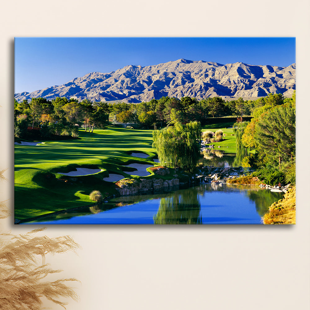 Shadow Creek Golf Club Hole 18, North Las Vegas, Nevada, Golf Art Print,Gifts Golf Lover